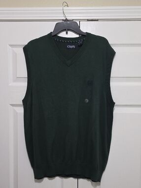 Chaps Dark Green V-Neck Knit Sweater Vest